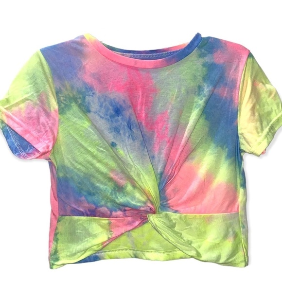 SHEIN Tops - 𝅺SHEIN Twist Front Tie-Dye Crop Top Short Sleeve Size Small NWOT